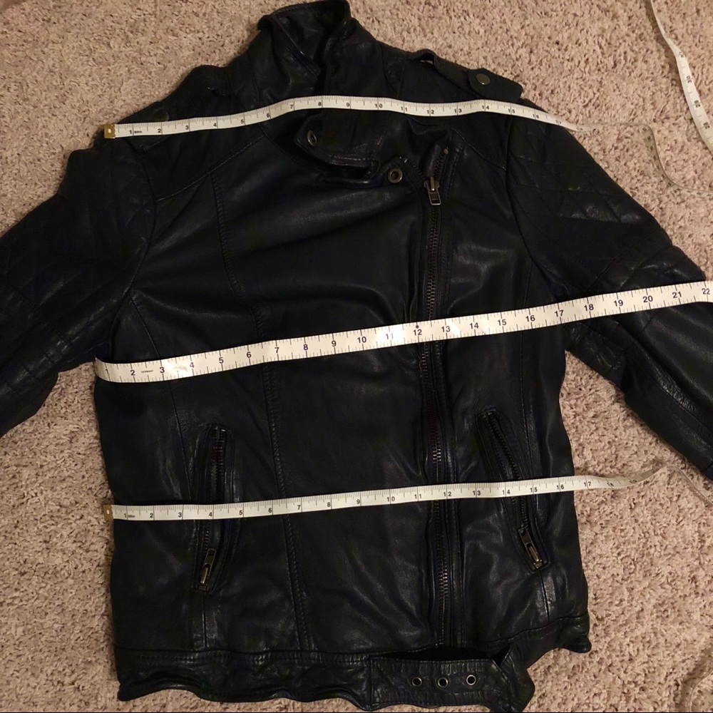 Muubaa Nido Quilted Navy Ink Biker Leather Jacket - Picture 8 of 8
